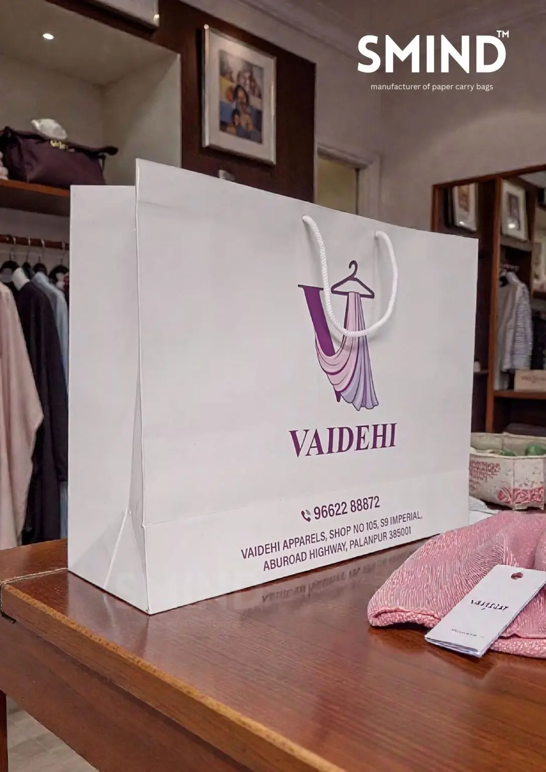 Clothing Brand Paper Carry Bag By Smind Packaging Gujarat